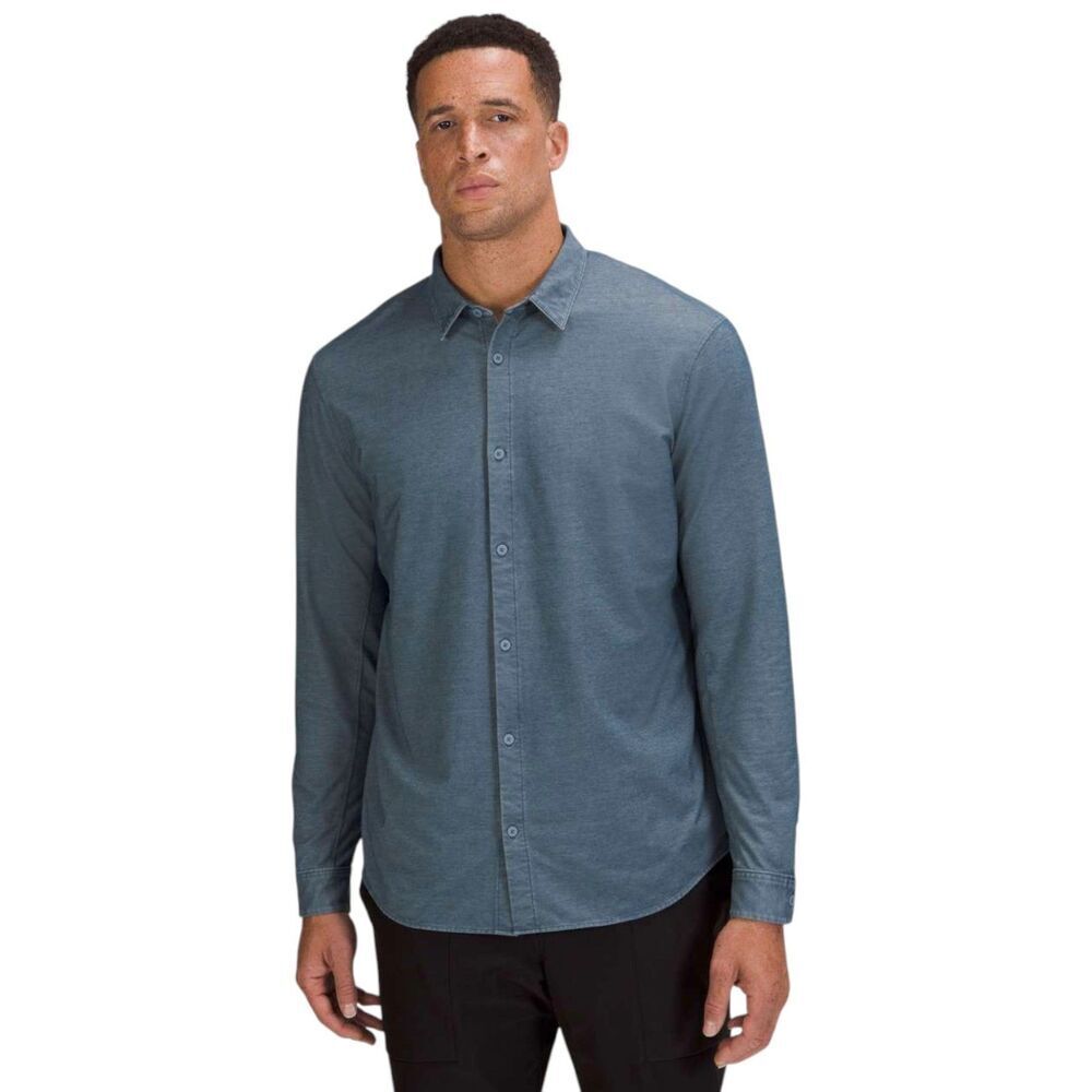 Lululemon Men's Commission Long Sleeve Shirt River Blue Enzyme Dye XL
